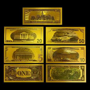 مجموعه 7 عددی اسکناس دلار آمریکا روکش طلایی